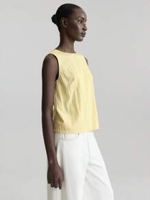 Ontre Top de tirantes texturizado de color amarillo crema de verano para mujer, atuendo para graduación, viaje o festival de música