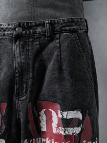 Quần Jeans Denim Dệt Phong Cách Đường Phố Cho Nam, Thời Trang Đường Phố - màu đen - Xem 5