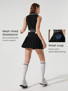 GLOWMODE Court To Club Colorblock Monochrome Design Pleated Dress Tennis Golf Pickleball Low Impact Daily Casual Wear