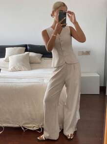 DAZY Women Two Pieces Outfits For Daily Wear Lounge Sets For Women - Apricot - View 3