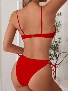 Swim Basics 女士夏季沙滩比基尼，非聚拢型，带钢圈 - 紅色 - 查看 2