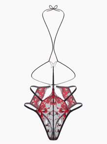 SHEIN 1pc Women's Sexy Butterfly Decor Cutout Jumpsuit