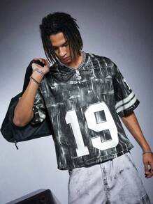 PAVTROS Manfinity Streetrush Sporty Print All-Over Short Sleeve Casual T-Shirt For Men - Multicolor - View 4