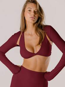 Aralina Leisurewear Crop Active Shrug With Thumb Detail And Bag
