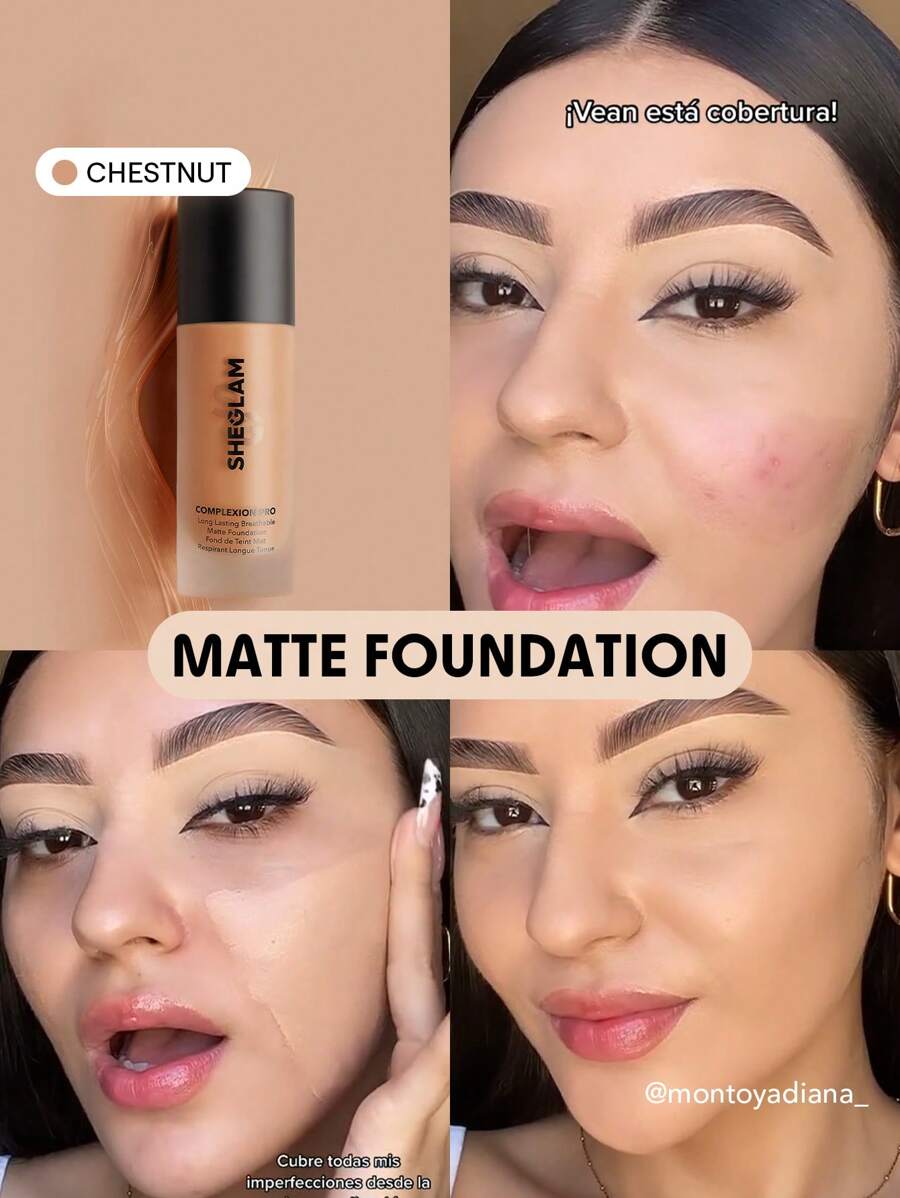 SHEGLAM Complexion Pro 持久透氣啞光粉底液-栗色啞光防汗粉底液控油全覆蓋無孔遮瑕防水無瑕不褪色輕薄液體粉底液 品牌 美容 化妝 化妝品 適合女性與女孩 完美搭配夏季春季 Y2K 時尚 流行 生日 母親節禮物 假期 派對準備就緒 最佳顏色 - Chestnut - 查看 1