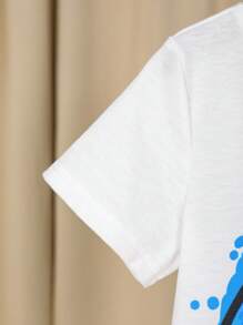 6 pièces/set T-shirt à manches courtes col rond ample avec short pour enfants garçons, style décontracté universitaire, motifs d'animaux de dessins animés confortables. Comprend 3 motifs différents, convient pour l'école, le jardin, la plage, les fêtes d'anniversaire au printemps, en été, en automne et en hiver. - Multicolore - Voir 5