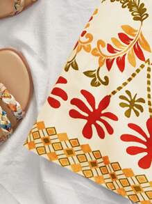 Travachic 2 件套女士纯色 V 领打结吊带背心和全身印花裹身裙、女士图案印花夏季服装、女士度假服装、波西米亚风、女士沙滩服装、女士休闲飘逸波西米亚风女装、女士热带服装、毕业服装、老钱风格女士、夏季太阳裙、母亲节海岛度假服装 - 彩色 - 查看 5