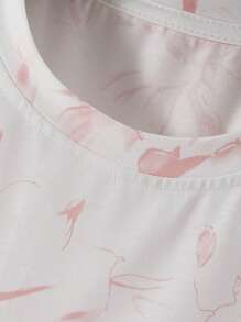 Manfinity RSRT 男士花卉印花短袖 T 恤和纯色抽绳腰部工装短裤套装 - 彩色 - 查看 4