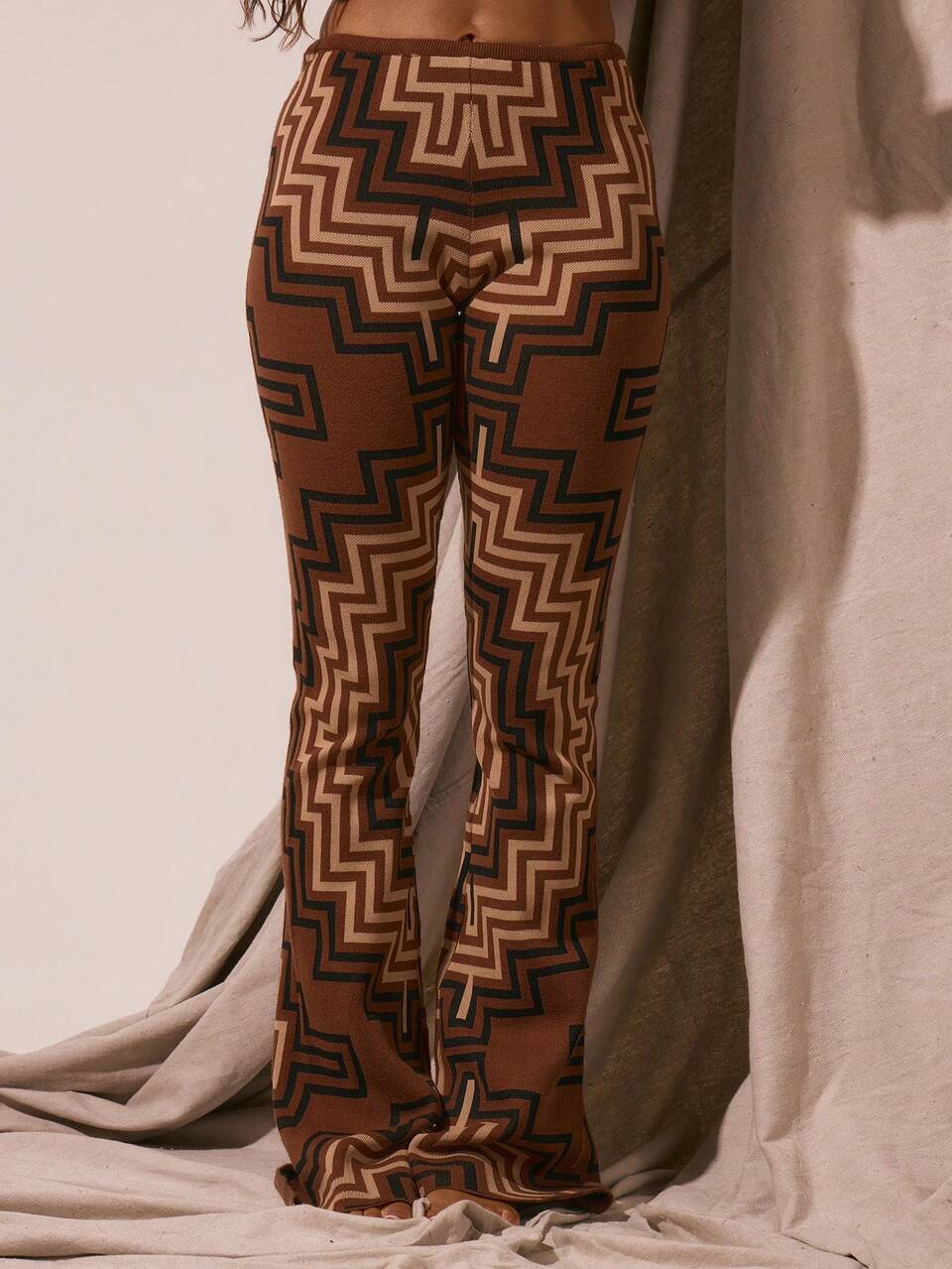 High Rise Print Flared Trousers Only Spring Summer Vacation Sexy Boho Ibiza Festival Beach Sands Party Carnival Holiday
