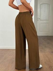 Flirla 2025 Spring/Summer Vintage Style Casual Relaxed Fit Minimalist Long Pants Fall Cloth For Women