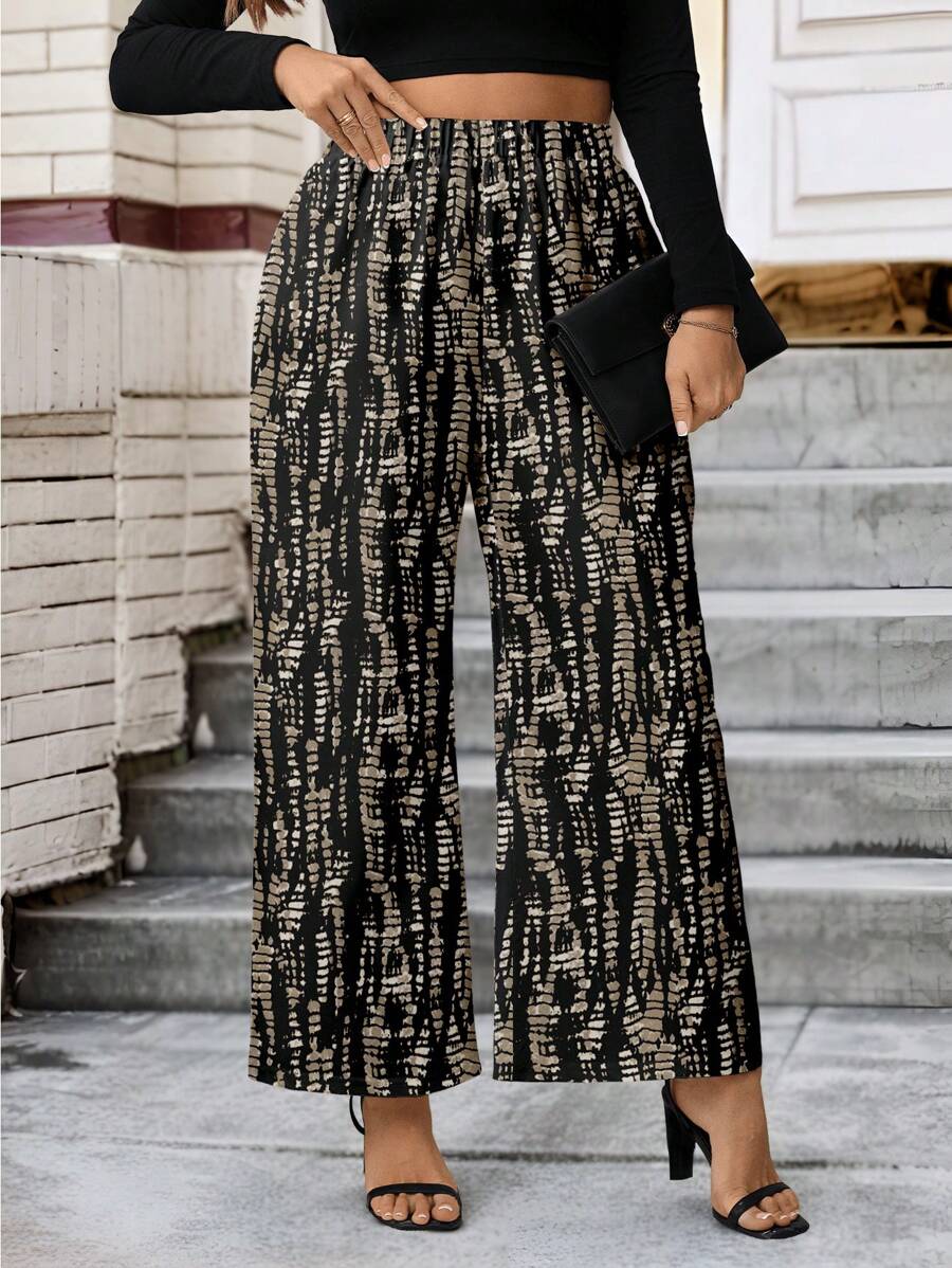 SHEIN LUNE 大码女式假日休闲随机印花裤 - 彩色 - 查看 1