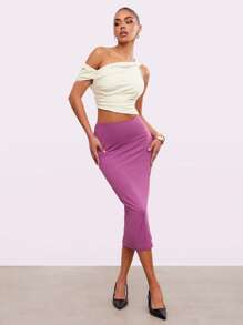 Hauture Women's Casual Office Summer Look Twisted Shoulder Top - Apricot - View 5