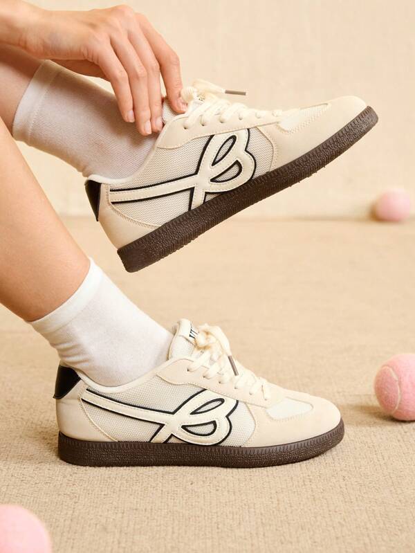 CUCCOO EASI Beige Athletic Sneakers For Women, 2024 New Spring/Autumn Thick Sole Platform Casual Trainers