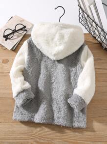 SHEIN Áo khoác nỉ có mũ, kiểu dáng thường ngày thoải mái cho bé trai, phù hợp cho đi học, mặc hàng ngày và mùa thu đông. - Xám - Xem 2