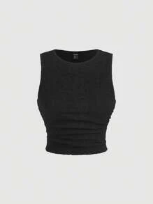 SHEIN MOD Black Cropped Jacquard Knit Tank Top And Maxi Skirt Elegant 2-Piece Set - Black - View 7