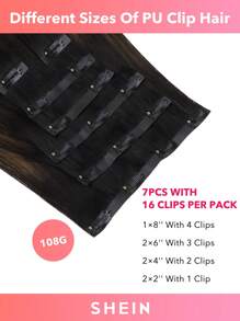 Seamless Clip Ins 7 件无缝 PU 夹式真人发片 100% 真人发 14-22 英寸渐变色金色皮肤纬纱雷米接发 110G 带夹子 - S1B/6/1B - 查看 9