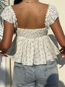 MainGRL 1 chiếc áo thun nữ mùa hè dệt hoa màu xanh nhạt, thời trang - Nhiều màu - Xem 2