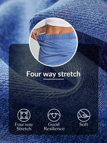 Flexra Women Elastic Waist Wrap Hem Bodycon Denim Mini Skirt - Blue - View 4