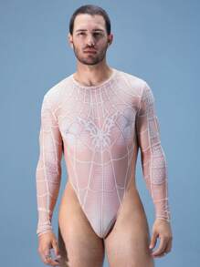 FeverCity Bộ đồ liền thân dài tay họa tiết bướm kỹ thuật số cho nam - Màu be - Xem 5