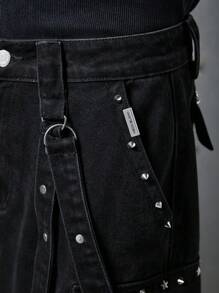 NEON BLANC Pantaloncini di jeans sfoderati e larghi, stile da strada, edizione streetwear per uomo