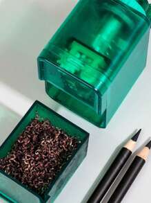 1pc Sketch Pencil Sharpener Dual Hole Manual Rotary Pencil Sharpener For Students And Teachers Back To School - Green - View 2