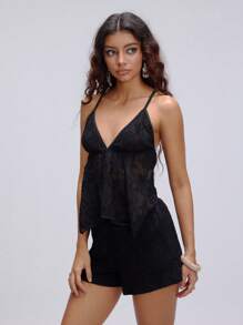 SHEIN Unity Conjunto de dos piezas para mujer para uso diario - Negro - Ver 4