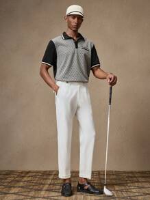 AKNOTIC Business Casual 男士提花“Old Money”高尔夫 Polo 衫，修身弹力短袖，时尚休闲装，适合日常、通勤、春夏季、度假、派对、婚礼、情侣装、男友礼物、沙滩装、父亲节礼物、学校