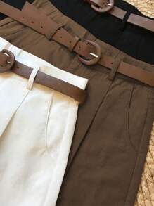 Set de 3 pantalones cortos casual/de oficina en negro, blanco y café para mujeres