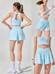 GLOWMODE Crossover 飘逸内置短裤二合一速干短裤低冲击透气骑行跑步健身房锻炼夏季