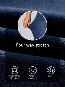 Flexra Plus Size Women Pocket Decor Soft Mid-Blue Wash Stretchy Jeans