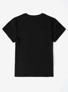 INAWLY Camiseta gráfica estética ajustada de estilo gótico minimalista y casual de manga corta con estampado de pixeles de bloques de color y ojo morado para mujer con tallas grandes, estilo callejero y clubwear punk - Negro - Ver 2