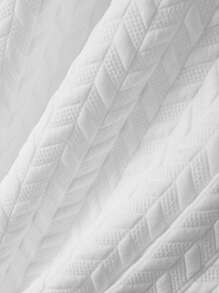 Manfinity Homme Men's Casual Textured Button Front Short Sleeve Shirt, Summer, Manfinity Men's Vacation Casual Style With An INS-Inspired Look, Featuring A Geometric Diamond-Textured Jacquard Knit Short-Sleeve Shirt.Breathable Fabric, Making It Ideal For A Hawaiian Beach Vacation.It's Perfect For Couples To Pair Together And Makes An Excellent Gift Idea For Boyfriends Or Husbands.Offers A French Elegance And Romance. - White - View 5