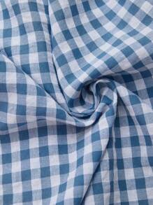 SHEIN Gasaul 度假格子阔腿孕妇连体裤 - 藍色 - 查看 7