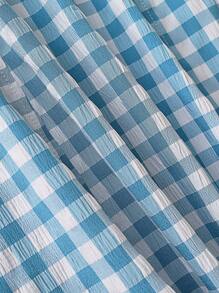 新款女式格纹可爱束腰无袖连衣裤连衣裙