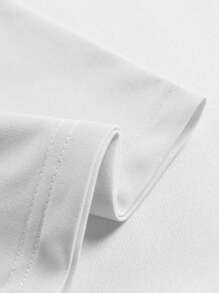 Manfinity Homme Men's Slogan Print Round Neck Short Sleeve Casual T-Shirt And Drawstring Waist Shorts Set - White - View 4