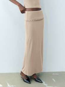 Maija Spring And Summer New Urban Modern Blue Knitted Perforated Decorative Women's Skirt For Daily Casual Sexy Elegant Commuting Suitable For Holiday Festival Parties Christmas New Year Valentine's Day Old Money Style Festival 90s Bohemian