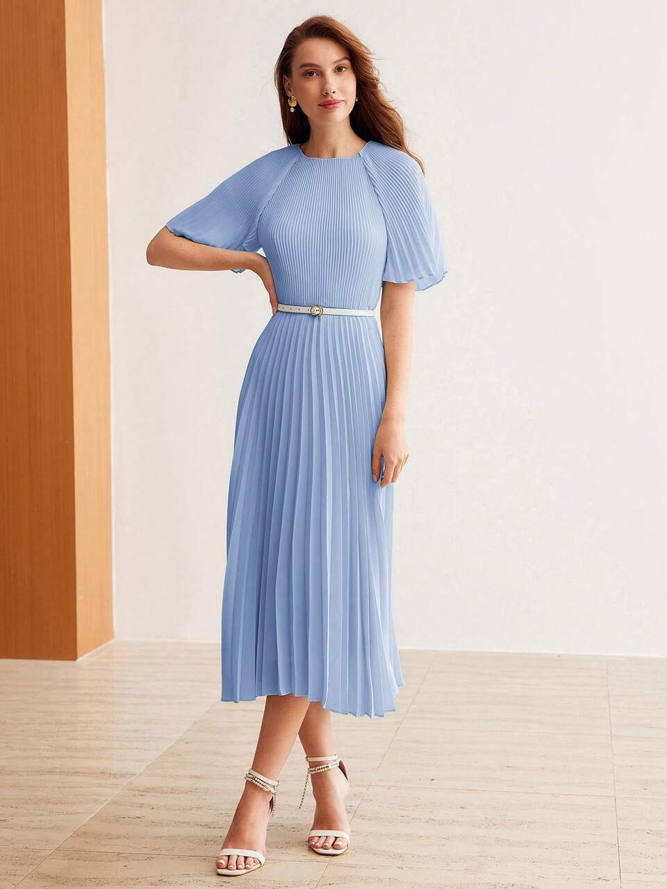 PLEATED FLOWY DRESS