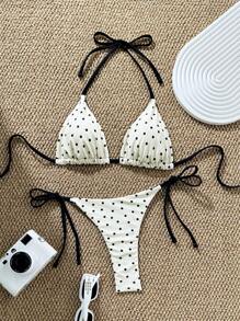 Swim Mod 2025年新款女士随机印花三角比基尼套装，性感夏季沙滩度假休闲泳装