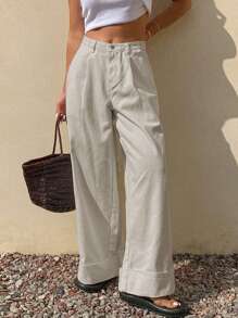 Livesso Summer New Spring Style Loose Casual Solid Color Women Jeans - Light Grey - View 3