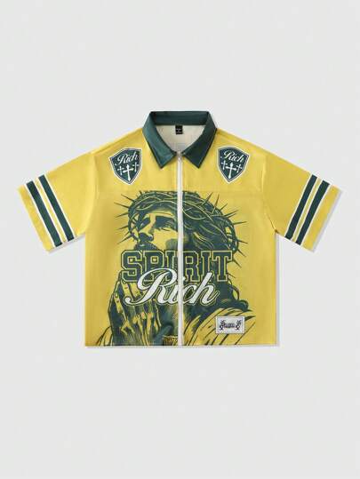 Prep قميص رجالي بتصميم مربع مكون من قطع الشبكة، قصير الأكمام، قميص رياضي