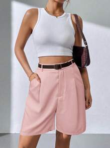 SHEIN Essnce Women's SummerWoven Casual Bermuda Shorts