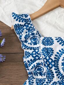 Young Girl Fashionable Spaghetti Strap Sleeveless Romper, Suitable For Summer - Blue - View 4