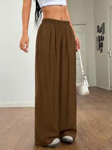 Flirla 2025 Spring/Summer Vintage Style Casual Relaxed Fit Minimalist Long Pants Fall Cloth For Women