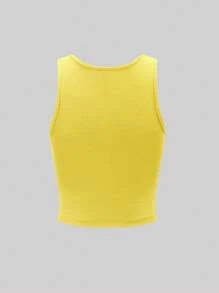 SHEIN Unity Women's Puerto Rico Flag Print Yellow Tank Top, Y2K Style - Yellow - View 2