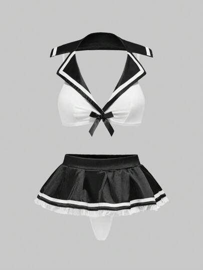 Goth Conjunto de 3 piezas de lencería sexy estilo gótico oscuro para cosplay