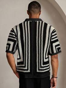 Manfinity VCAY Suéter holgado de manga corta de punto casual para hombre, moda diaria para jóvenes