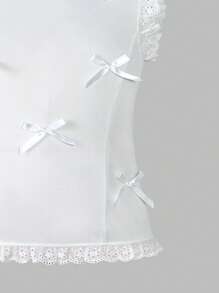 2 Stücke/Set, Tween-Mädchen Sommer Outfit, bestehend aus weißem ärmellosen Top mit Schleife und weiter Jeans Schlupfhose, Lässig