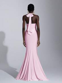 Elitara 优雅装饰纽扣弹力针织泳衣，带褶皱和开衩鱼尾裙，适合婚礼、派对、单身派对、度假、舞会、伴娘礼服（成人）