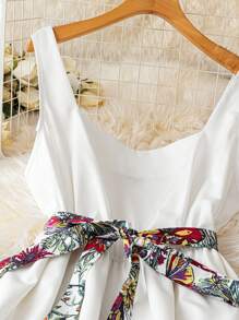 DreamSkyne Đầm không tay họa tiết hoa thanh lịch trễ vai có thắt lưng cho nữ cỡ lớn, đa năng và thời trang để mặc vào mùa hè - Nhiều màu - Xem 3