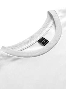 Manfinity Homme Men's Slogan Print Round Neck Short Sleeve Casual T-Shirt And Drawstring Waist Shorts Set - White - View 3